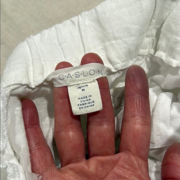 Caslon Ivory 100% Linen Trousers size medium petite - Picture 2 of 11